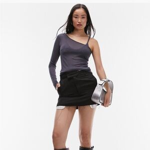 One shoulder top, grayish blue